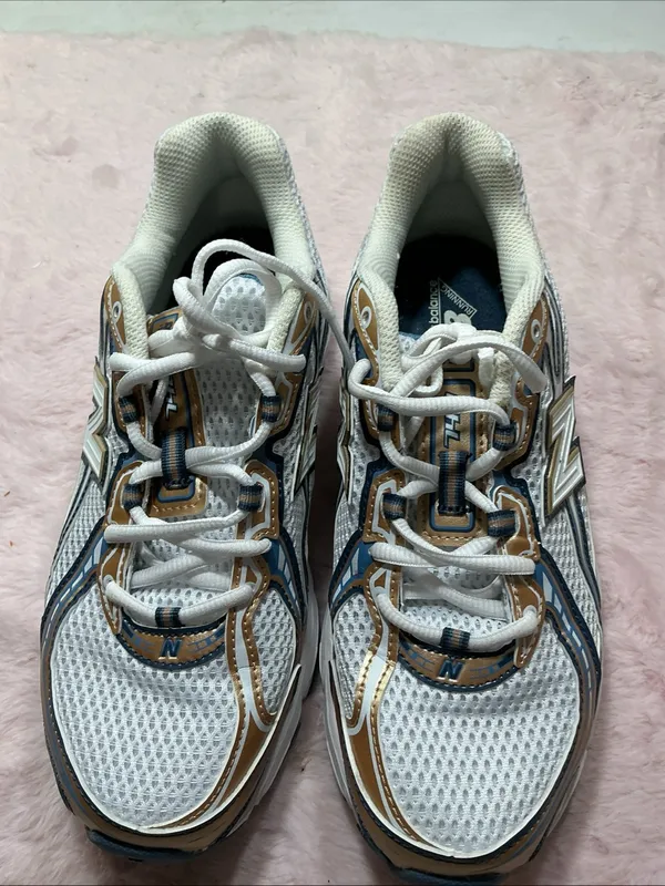 New Balance White Sneakers with Gold and Blue Accents 153 - Image 8