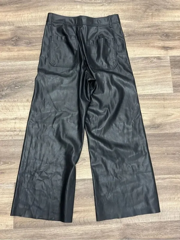 Zara Faux Leather 90s High Rise Wide Leg Black Pants Women’s 10 - Image 3