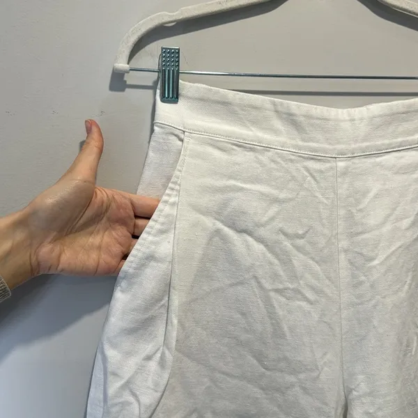 NWT Madewell Pull-On Straight Crop Pants NR174 White Linen Cotton‎ Blend Size 2 - Image 7