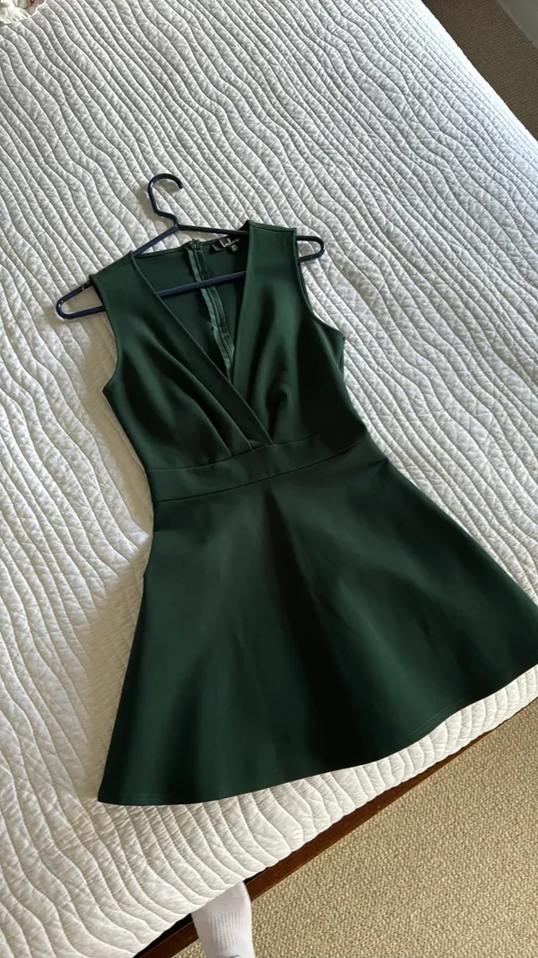 Lulus The Simple Things Forest Green Skater Dress - Image 3