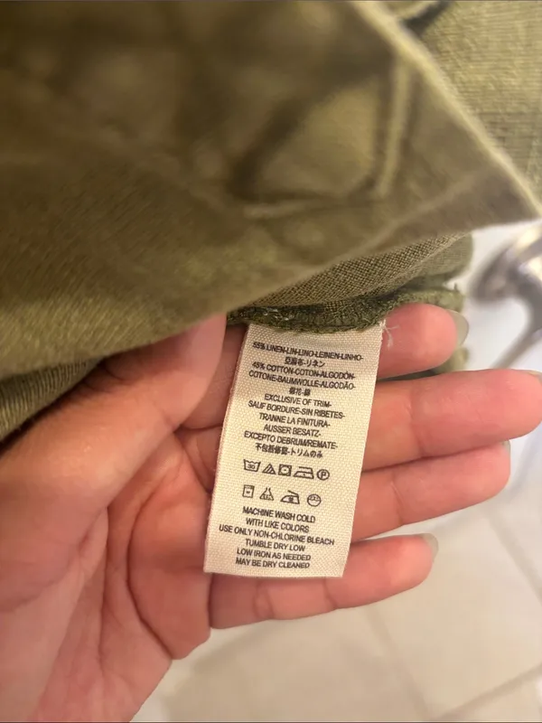 Free People Olive Green Linen Blend Sleeveless Button Down Tunic Top XS - Image 4