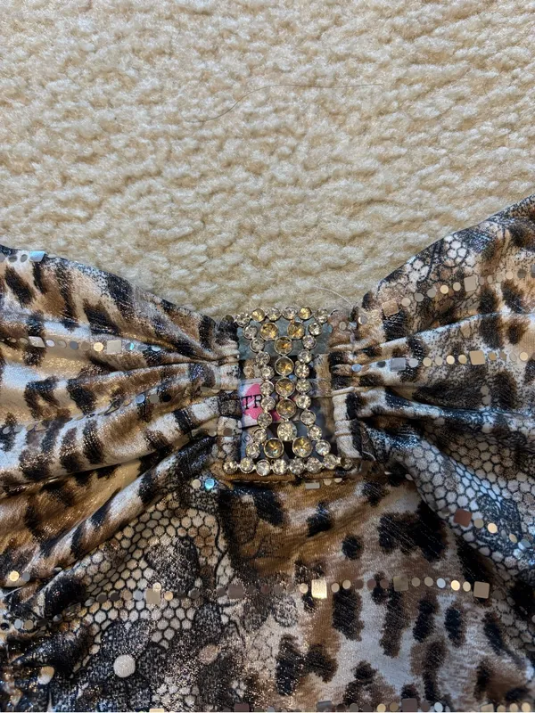 Y2K Body Central Strapless Leopard Print Sparkly Top - Image 2