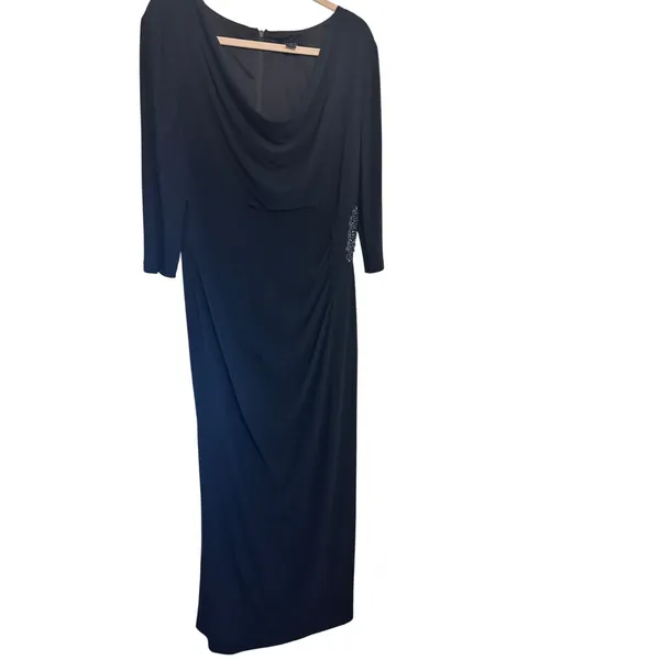 SLNY Womens Navy Side Embellishment 3/4 Sleeve‎ Full-Length Sheath Dress NWT 18 - Image 3