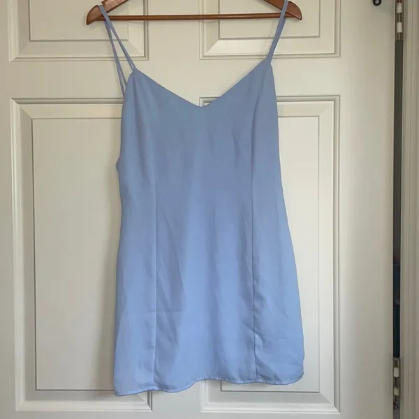 Superdown (REVOLVE) Bonita Drape-Back Mini Dress Medium M Blue FEMININE COQUETTE - Image 3