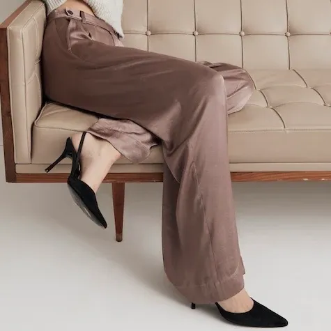 NWT Madewell The Harlow Wide Leg Pant in Satin Iced Mocha Brown Pink Size 00 - Image 2