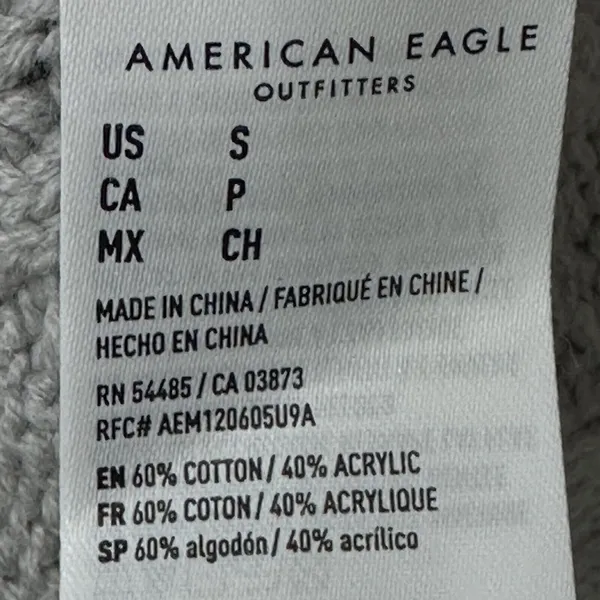American Eagle Women's Size Small‎ Gray Cable Knit Sweater Crew Neck Fisherman - Image 5