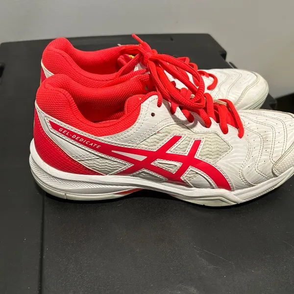 Asics White and Red Athletic Shoes - Image 3