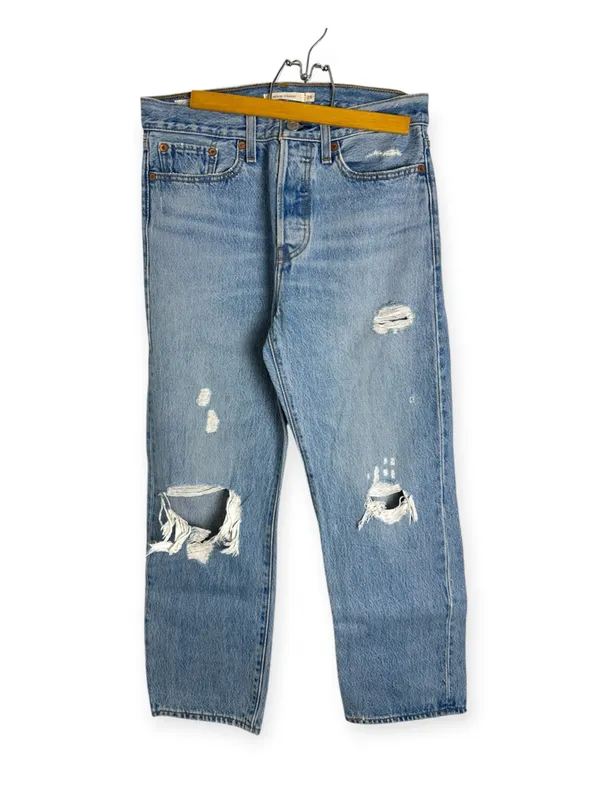 Aritzia Levi’s Wedgie Straight High Rise Mom Jeans Size 28 Distressed Light Wash - Image 7