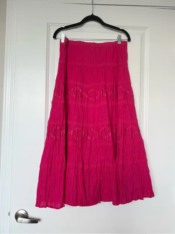 New Directions 100% Cotton maxi Skirt Tiered Boho - Image 4