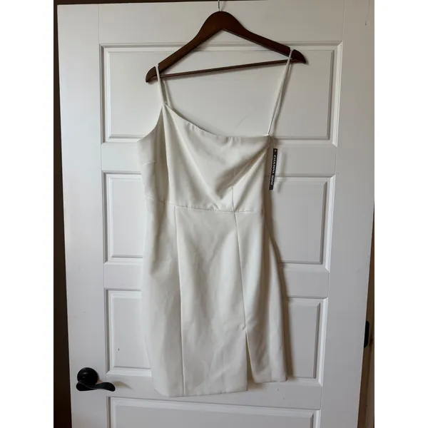 Gianni Bini Ivory Evelyn One Shoulder Mini Dress 4 Wedding Bachelorette Bridal - Image 2