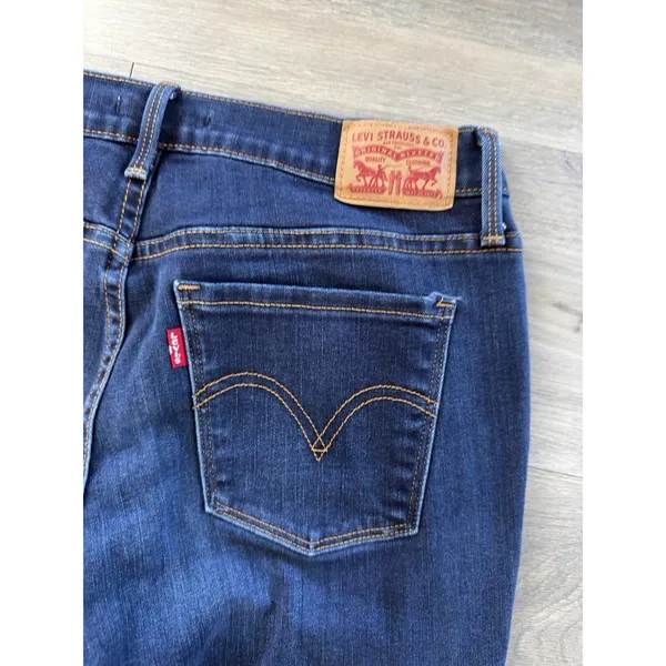 Levis 505 Women's Size 8 Straight Leg Mid Rise Dark Wash Stretch Denim Jeans - Image 8