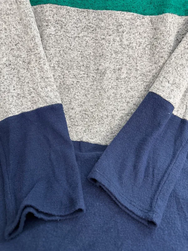Emerald Colorblock Crewneck Pullover Sweater Top - Teal, Gray & Navy - Image 2