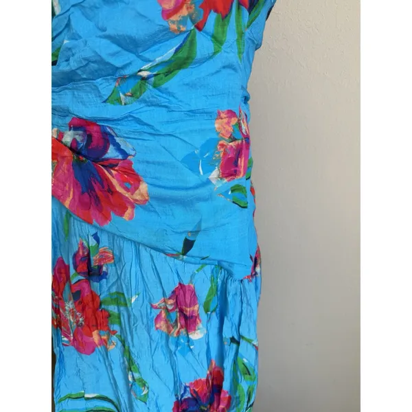Zarr Collection Taylor Asymmetrical Drop Waist Blue Floral Maxi Dress Womens 8 - Image 3
