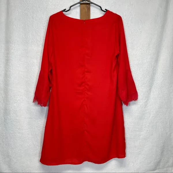 Skies‎ Are Blue Red Long Sleeve Shift Dress Size M - Image 4