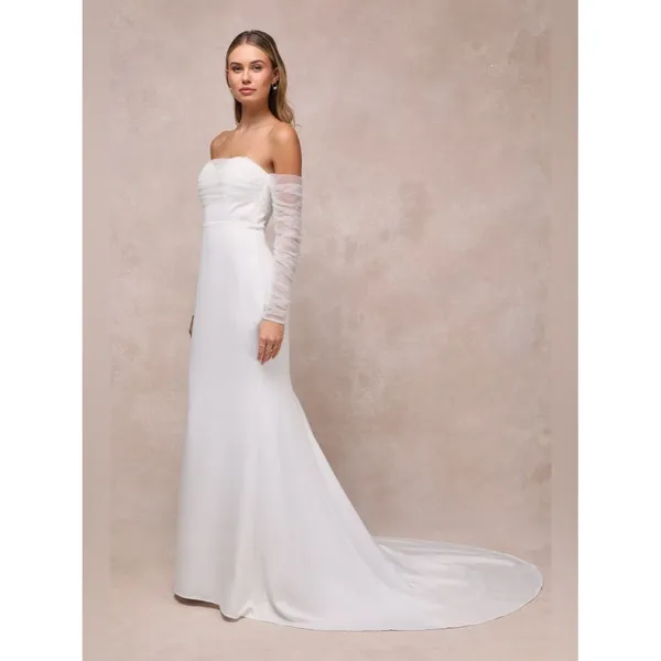 Lulus Eternal Bliss White Tulle Off-the-Shoulder Bustier Maxi Dress Size Small - Image 3
