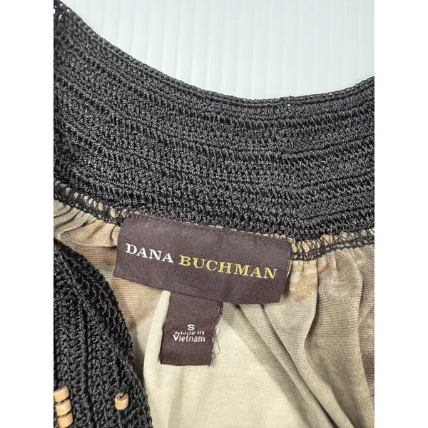 Dana Buchman‎ Dress Brown Black Geometric Beaded Neck Sleeveless S - Image 4