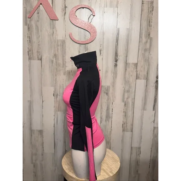 Champion Under Armour ColdGear Women Pink Black 1/4 Zip Athletic Running Top Size XS - Image 2