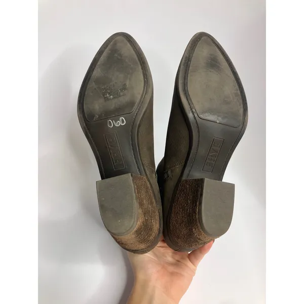 Frye Ankle Boots Womens 8.5 Brown Excellent Leather Pointed Toe Side Zip Booties - Image 6