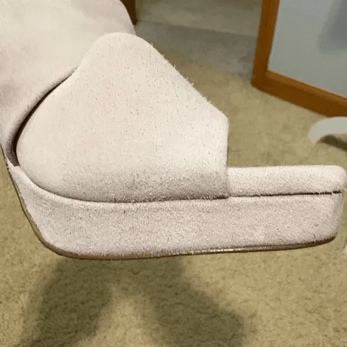 Free People Love‎ is Everywhere suede leather ivory block heel sandals 37.5 cre - Image 6