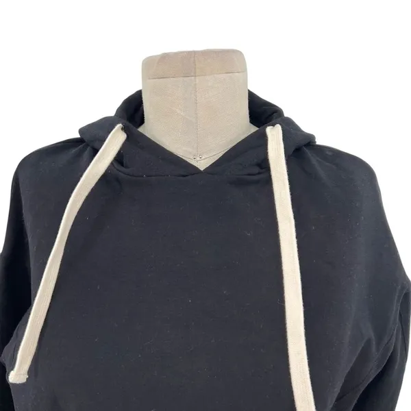 Monrow Black‎ Cropped Pull Over Hoodie Sweatshirt Size XS - Image 4