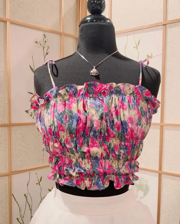 flower crop top Multi Size XS - Image 3