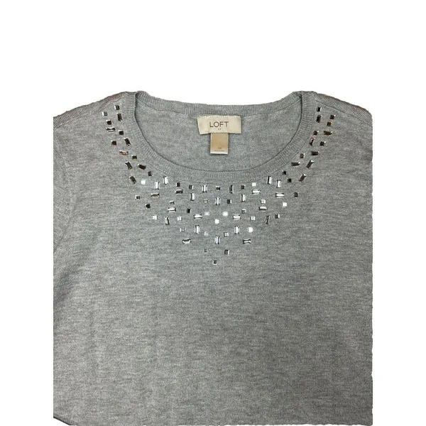 Ann Taylor LOFT Long Sleeve Shirt -‎ Sweater with Rhinestone Accents Size Medium - Image 3