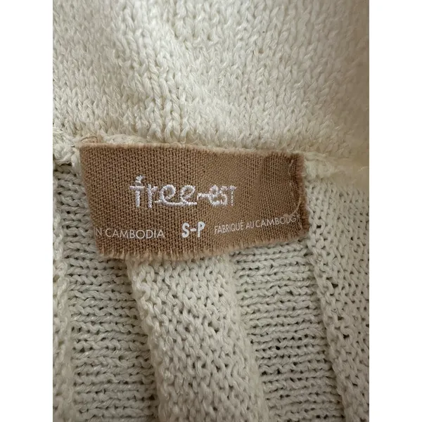 Free People Cream Solid Cream Ribbed Knit Pleated Flounce Mini Skirt S Small - Image 2