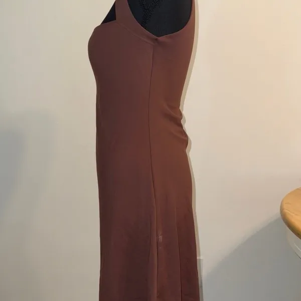 Chic Sleeveless Brown Mini Dress Size 6 - Image 3