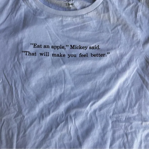 White Mickey Mouse Shirt “Eat an Apple” - Image 2