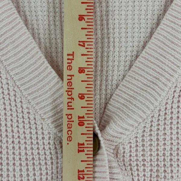 KBB by Kahlana Pink Waffle Knit Oversized Button Front Cardigan Sweater Small - Image 5