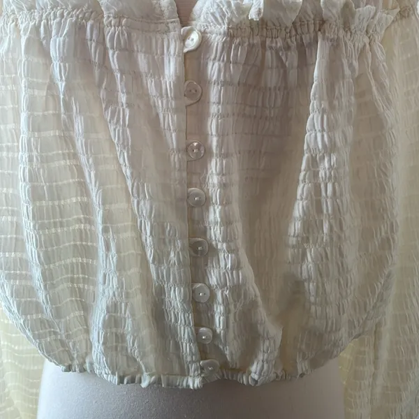 Free People Hailey Ivory Blouse Long Sleeve Crop - Image 5