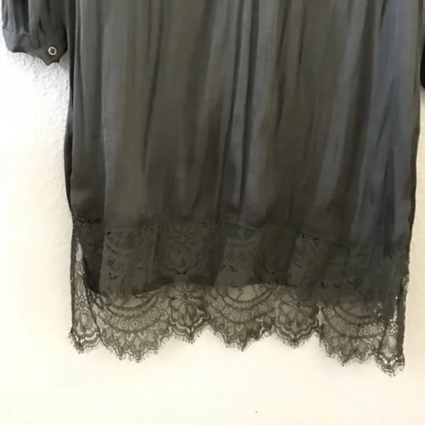 ✨HP✨H&M Silky Olive Green Lace Trim Tunic Dress✨ - Image 5