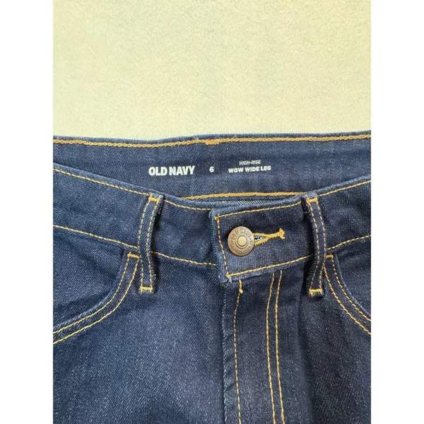 Old Navy Wow Wide Leg Jeans Womens 6 High Rise Dark Wash Denim Blue - Image 5