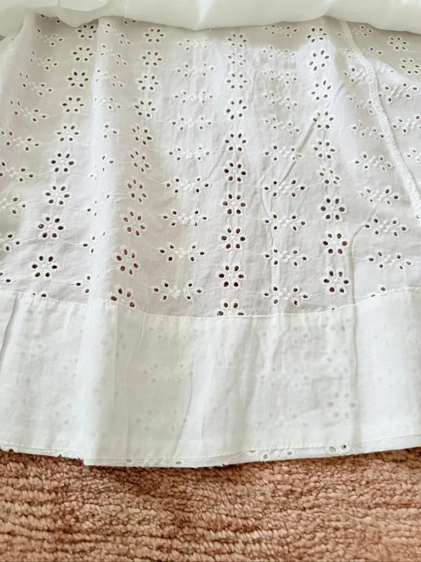 Zara White Eyelet Cotton Midi Sundress Corset Bustier Adjustable Straps NWT M - Image 9
