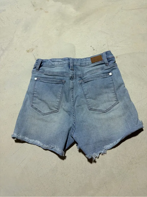 Judy blue Light Blue Braided-Waist Denim Shorts small - Image 6