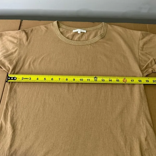 Bohme Minimalist Contemporary Cotton‎ Crew Neck Short Sleeve Top T-shirt Tan Med - Image 8