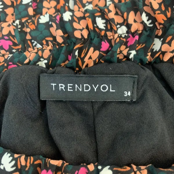 Trendyol Floral‎ Pleated Midi Skirt Green Pink Ditsy Print Elastic Waist Size 34 - Image 6