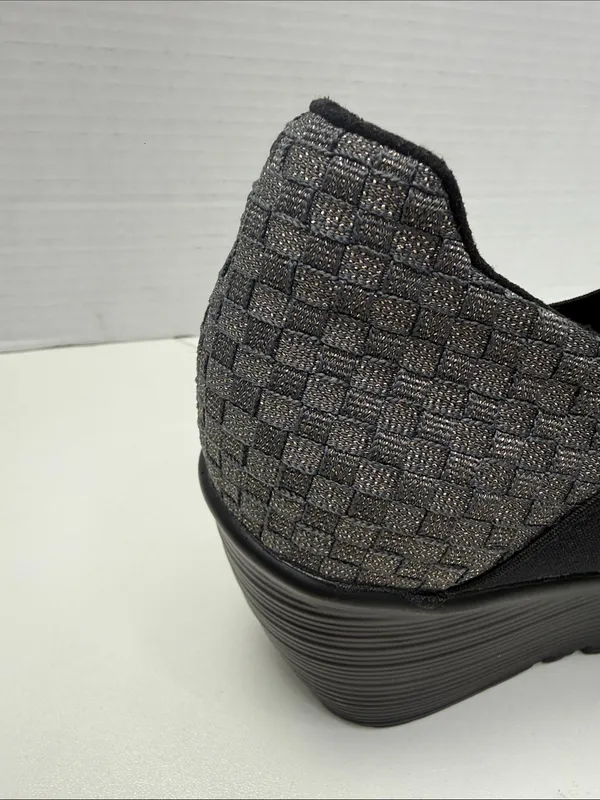 bernie mev. Gray and Black Slip-On Wedge Sneakers size 37 - Image 12