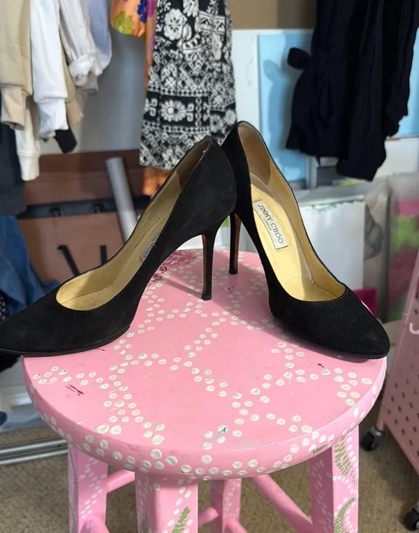 Jimmy Choo Black Suede Heels - Image 6