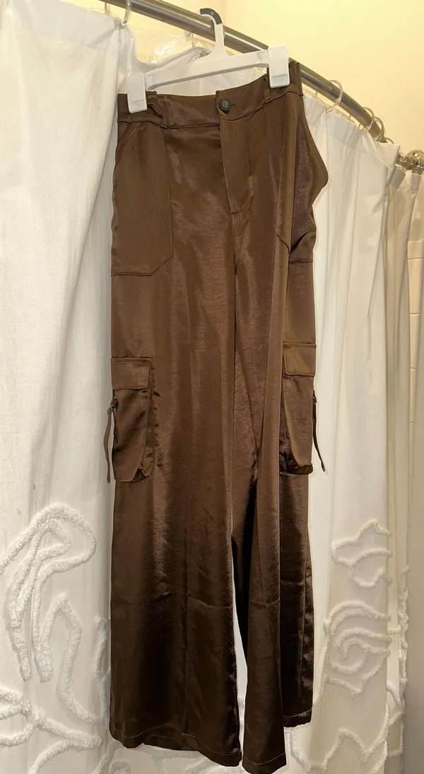 The Drop Satin Cargo Pants Brown Size L - Image 5