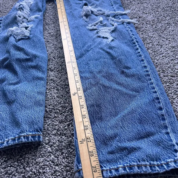 Aeropostale High Rise 90s Baggy Jeans Women’s Size 4 Blue Distressed Ripped - Image 3