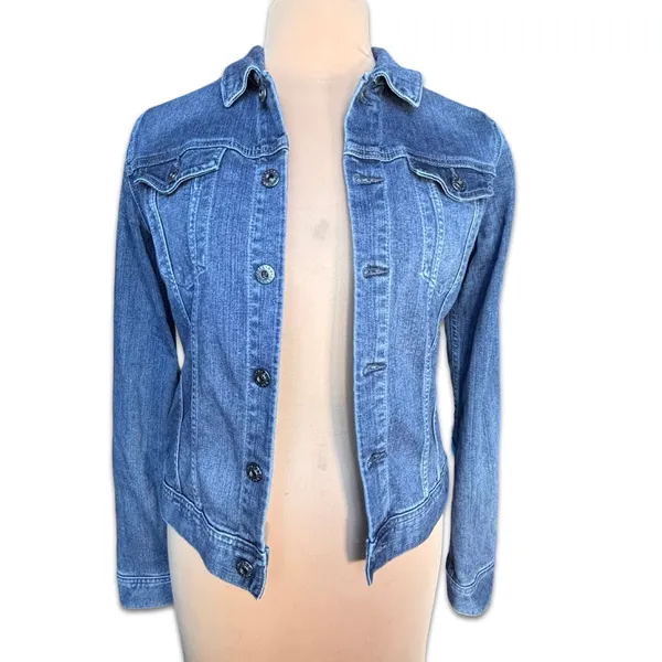 AG Adriano Goldschmied Denim Jacket Blue Fitted Stretch Size Large‎ Elevated - Image 9