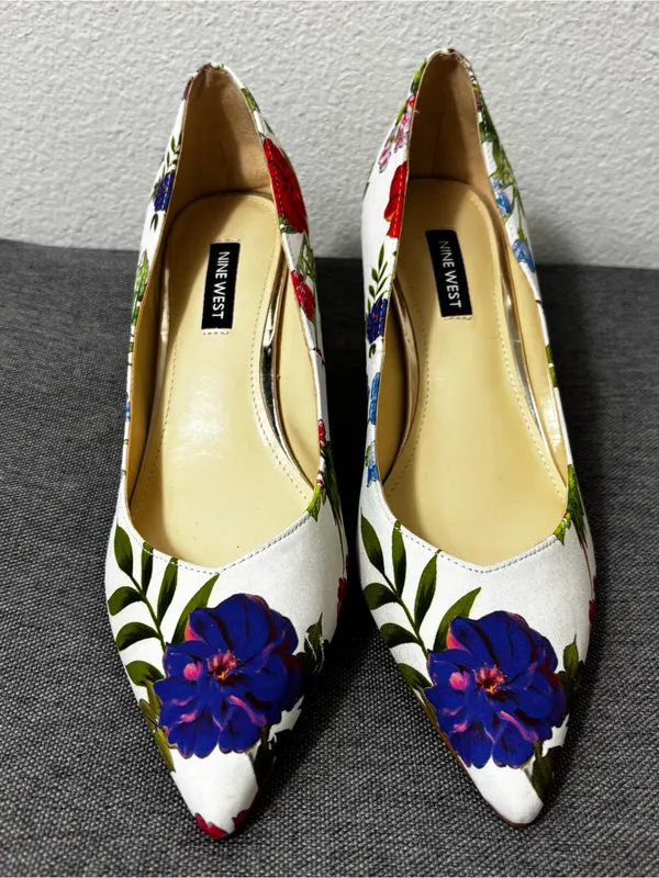 Nine West Ariella2 Floral Pointed Toe Kitten Heel Pumps 7.5 - Image 4