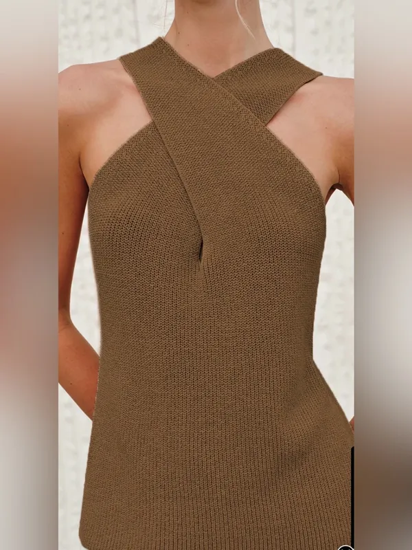 Commence Halter Cross-Over Collar Tank Top size small - Image 2