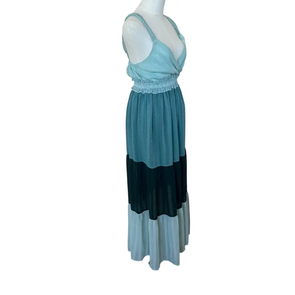 Slate & Willow Green Tiered Ruffle Maxi Dress MEDIUM Cottage Sundress Party $150 - Image 9