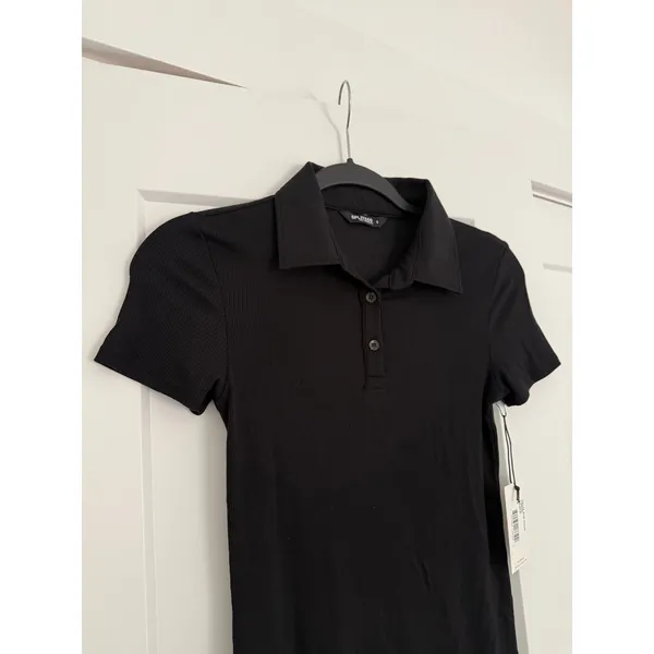 $124 New Splits59 Talia Ribbed Polo - Black - Small - Image 8