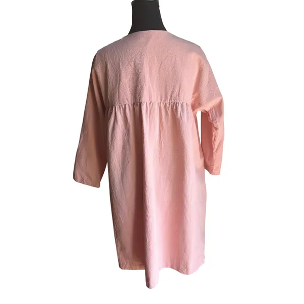 Pomander Place Pink Linen Cotton Tunic Dress Medium Coastal Resort Pockets - Image 10