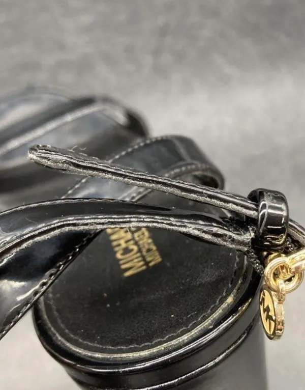 Michael Kors Black Patent Block Heel Sandals - Image 8