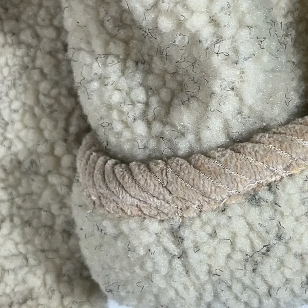 Cozy Sherpa Reversible Jacket W/Corduroy Trim Womens‎ Petite LG Cream & Tan NEW - Image 5