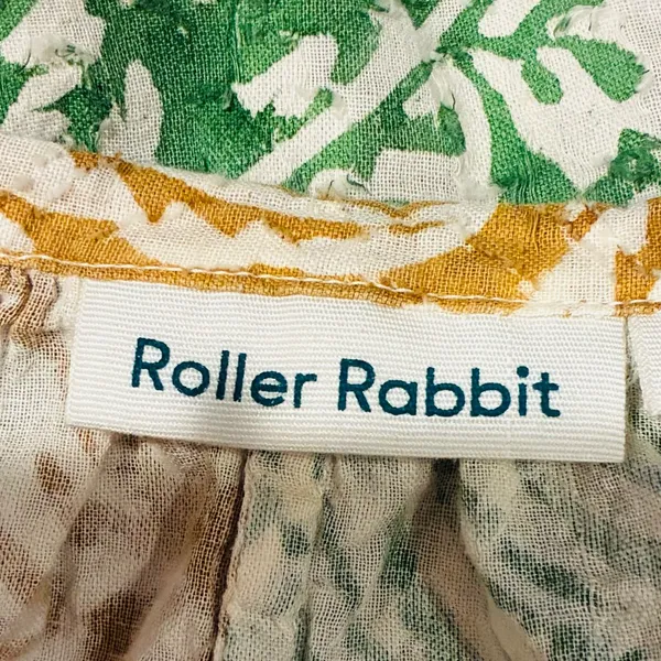Roller Rabbit mixed print orange green brown &white boho patterned cotton top. L - Image 6